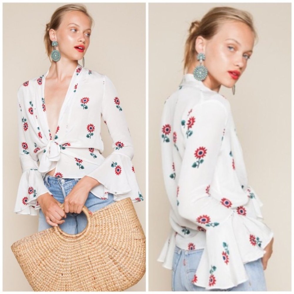 Stone Cold Fox Silk Radical Blouse Floral Bell